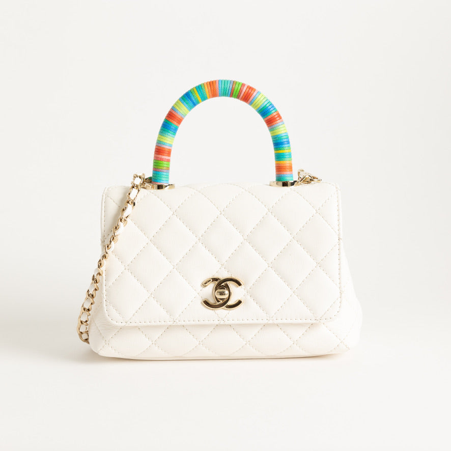 Chanel Coco Handle Mini Chevre Cream and Rainbow – Now You Glow