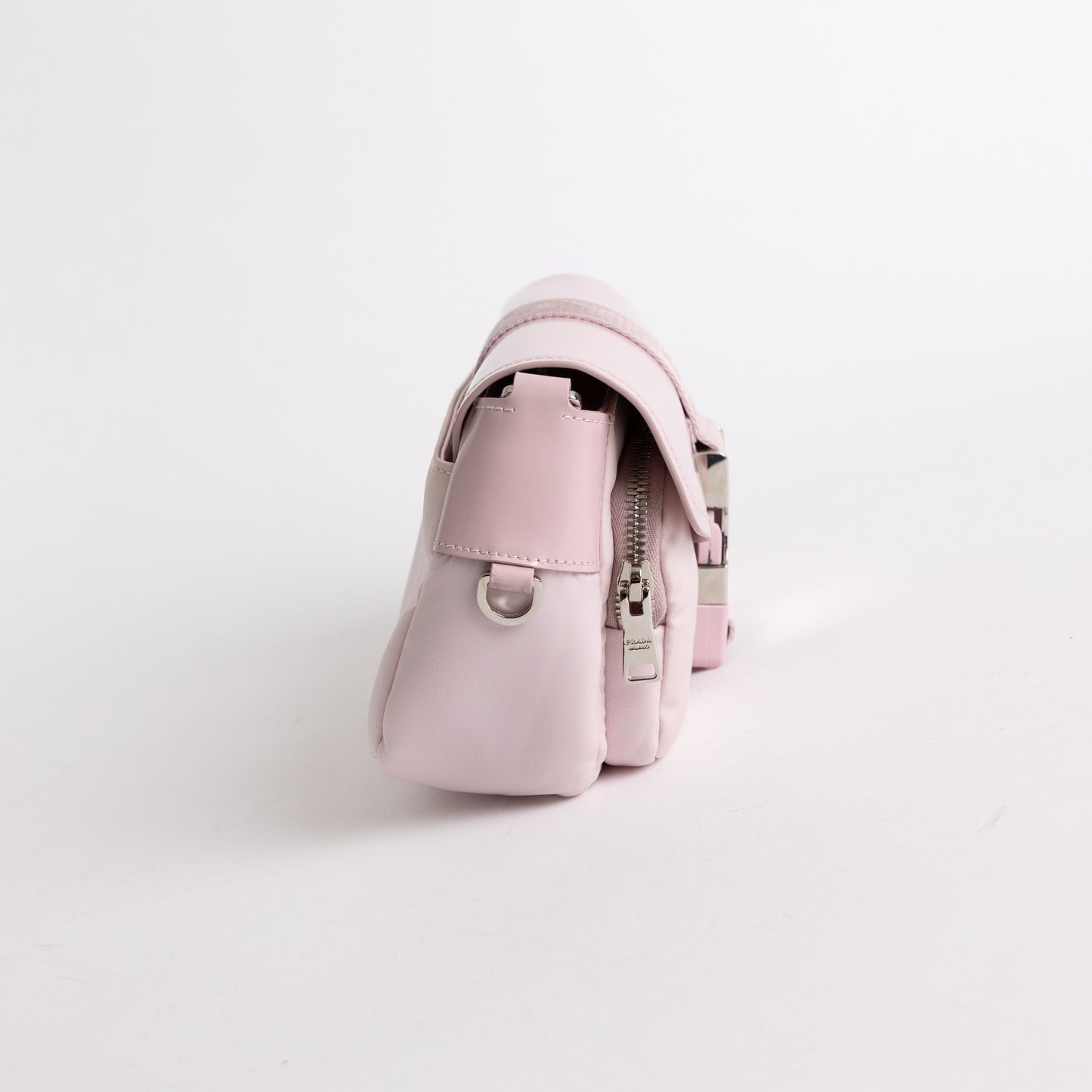 Prada Re-Nylon Tessuto Brushed Calfskin Pocket Shoulder Bag Pink 4454