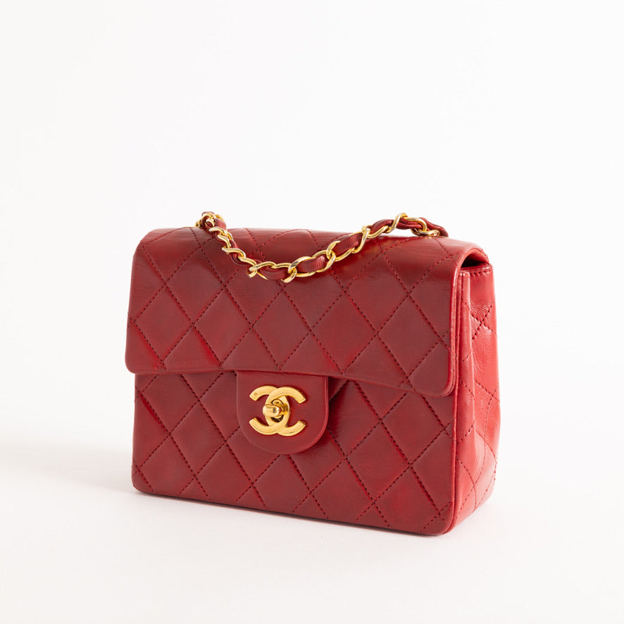 Chanel Lambskin Vintage Square Mini Flap Red – Now You Glow