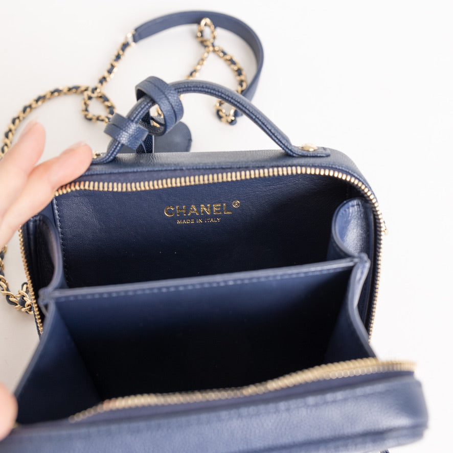 Chanel Mini Filigree Navy Blue Caviar