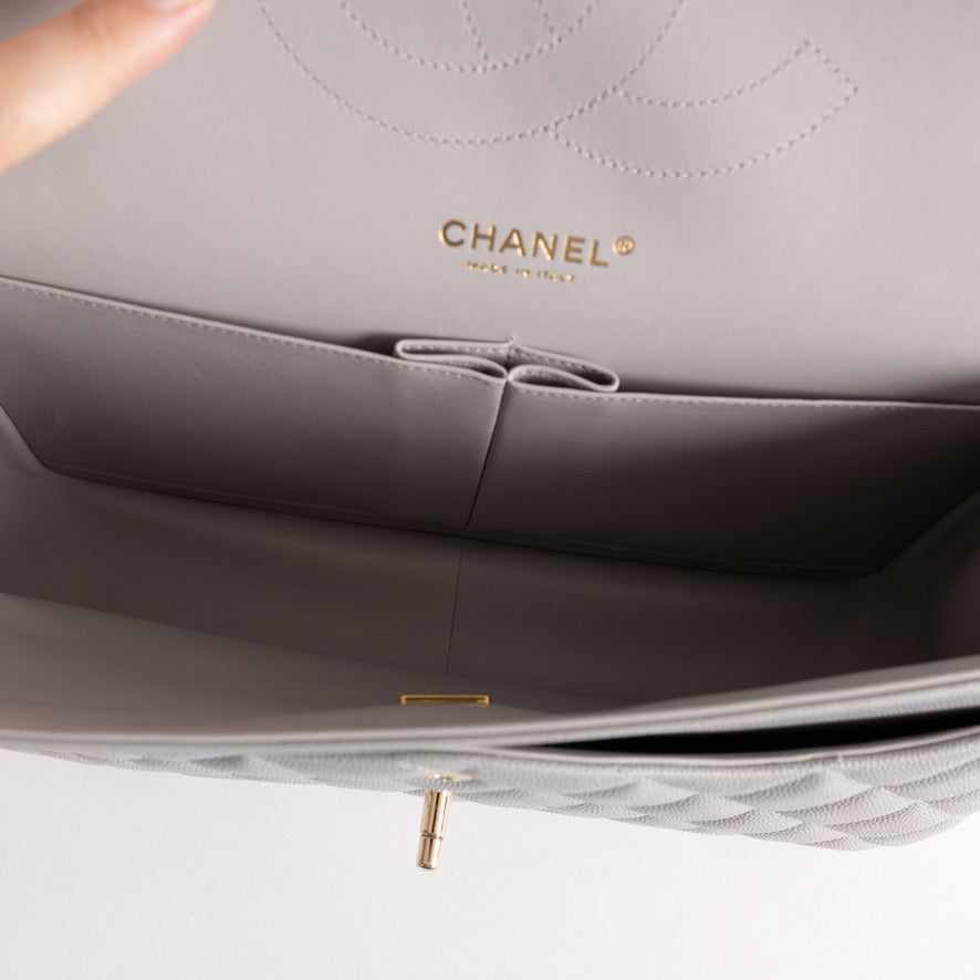Chanel Caviar Jumbo Double Flap Grey – Now You Glow