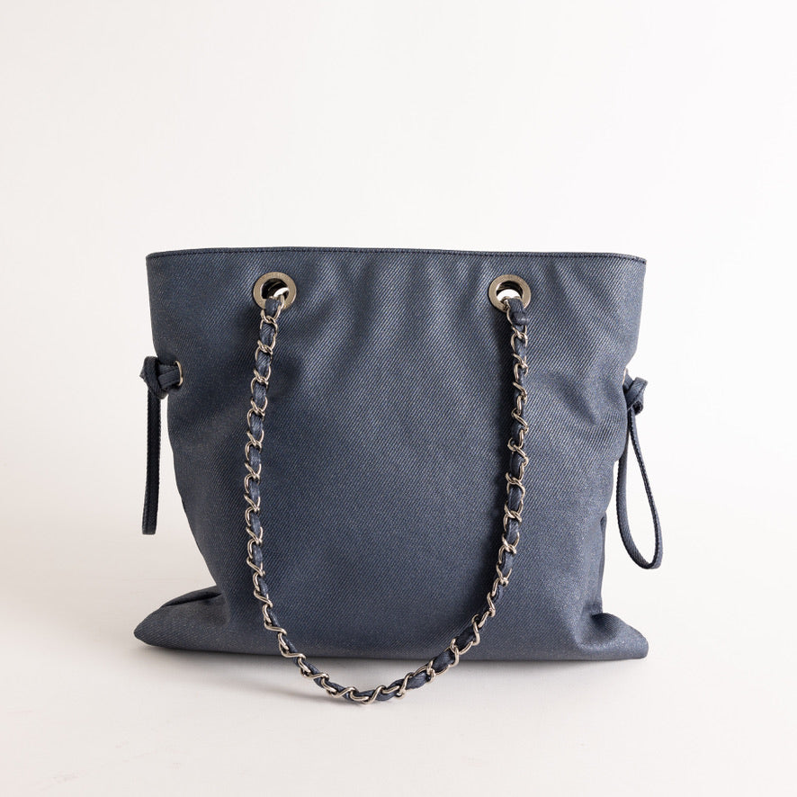 Chanel Blue Denim Chain Bag