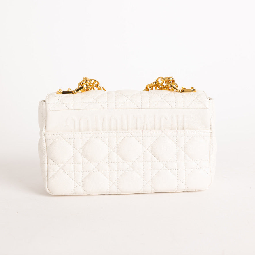 Dior Supple Calfskin Cannage Small Caro Bag Ivory