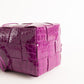 Bottega Venetta Gloss Calfskin Croc Embossed Intreccio Mini Cassette Crossbody Bucket Bag Purple