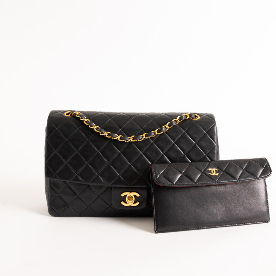 Chanel Lambskin Single Flap with Removable Pouch Black