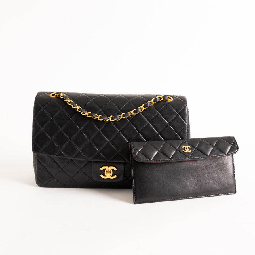 Chanel Lambskin Single Flap with Removable Pouch Black